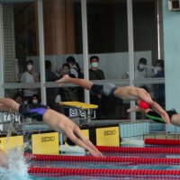 県南地区中学校水泳競技大会において力泳！